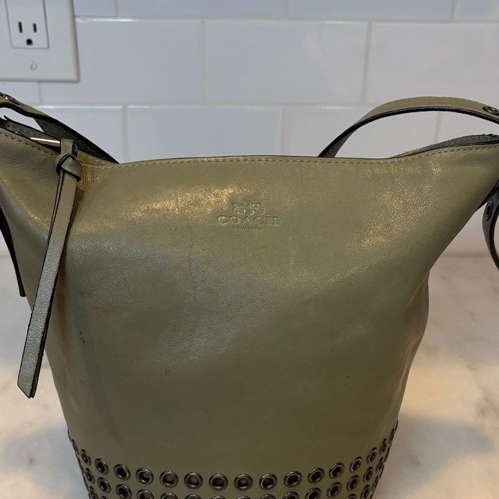 Coach Bag Purse Handbag Leather Bleecker Grommets Mini Duffel Bag Pocketbook - Picture 4 of 17